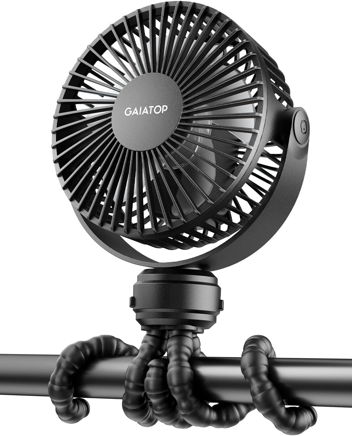 Gaiatop Mini Portable Stroller Fan, Small Clip-On Fan, 3-Speed Rechargeable, Black