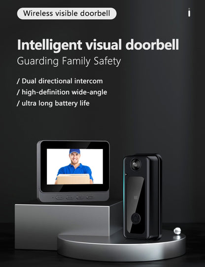 HyperionFlo Essentials Smart Video Doorbell with 4.3-Inch 1080P HD Monitor, Night Vision, 170° Wide-Angle Camera & 2-Way Audio