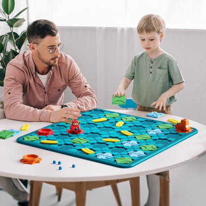 burgkidz STEM Logical Road Builder Board Game, Large 22.05" x 22.05" Maze Puzzle with 200+ Challenges, 3 Game Modes, Pull-Back Cars & Marbles, Educational Toy for Kids Ages 4-8