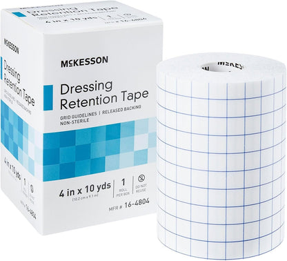 McKesson Dressing Retention Tape, Non-Sterile, White, 4 in x 10 yd, 24 pk