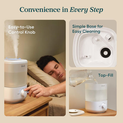 Levoit Top Fill Humidifiers for Bedroom, 2.5L Tank for Large Room, 28dB Easy to Fill & Clean, Quiet Cool Mist Air Humidifier for Home Baby Nursery & Plants, Auto Shut-off for Safety, 25H Lasting