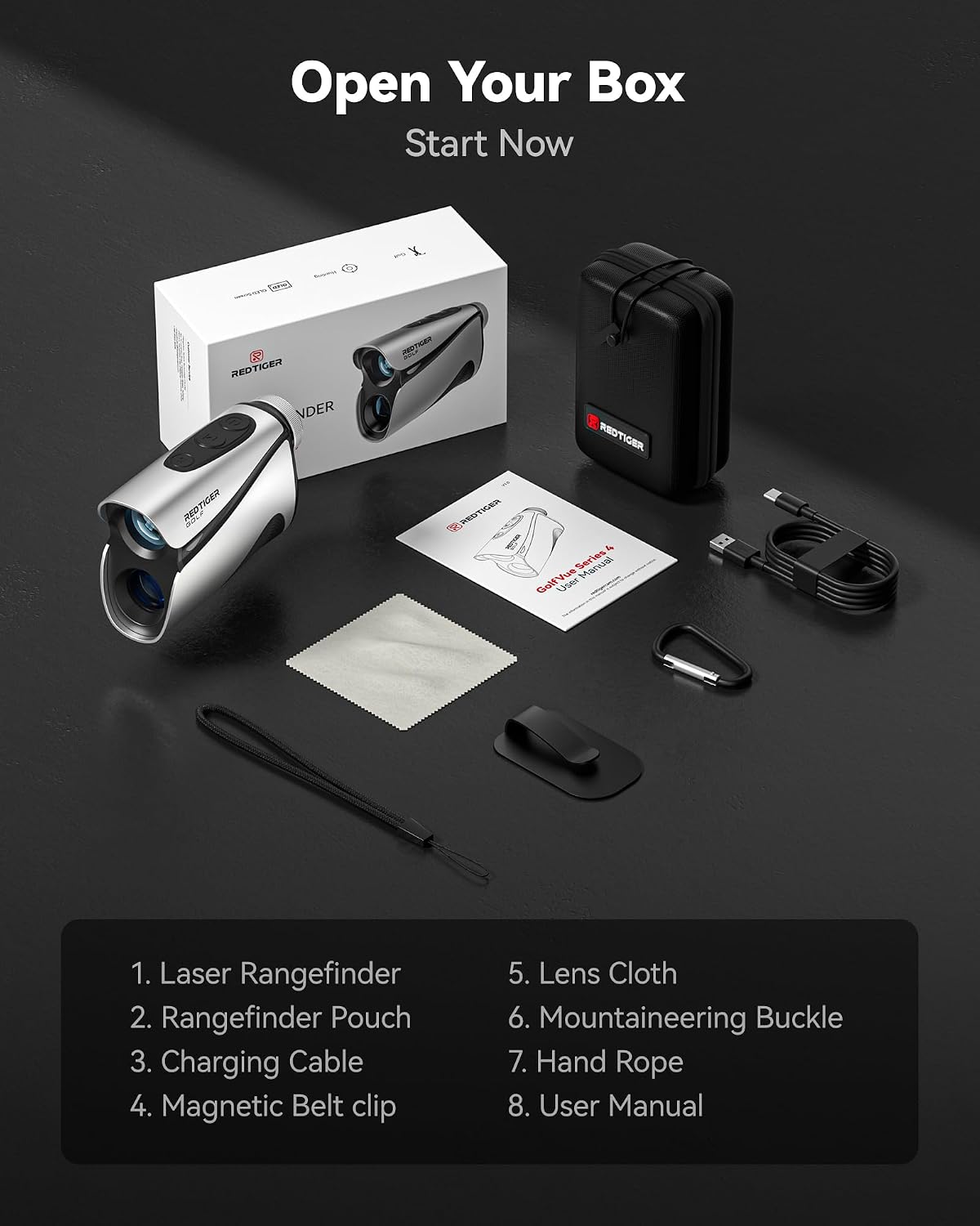 Telémetro de golf REDTIGER OLED con pendiente, 1200 yardas, magnético con aumento de 7x, vibración de bloqueo de bandera, recargable, resistente al agua IP54, batería para 36 hoyos, conmutable metros/yardas