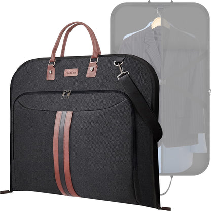 BALEINE Garment Bag for Travel, Water-Resistant 600D Suit Bag with Wrinkle-Free Storage, Foldable Carry-On Travel Bag with Adjustable Shoulder Strap & Front Pocket