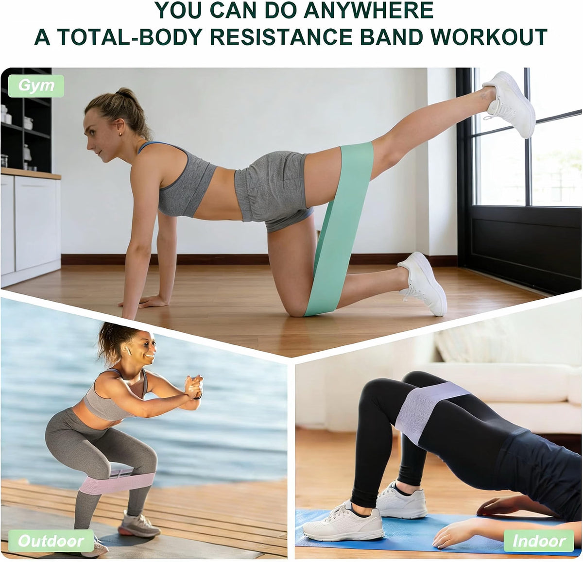 HyperionFlo Essentials Non-Slip Fabric Resistance Bands Set, 3-Level Exercise Bands with 10–45 lb Resistance for Men & Women