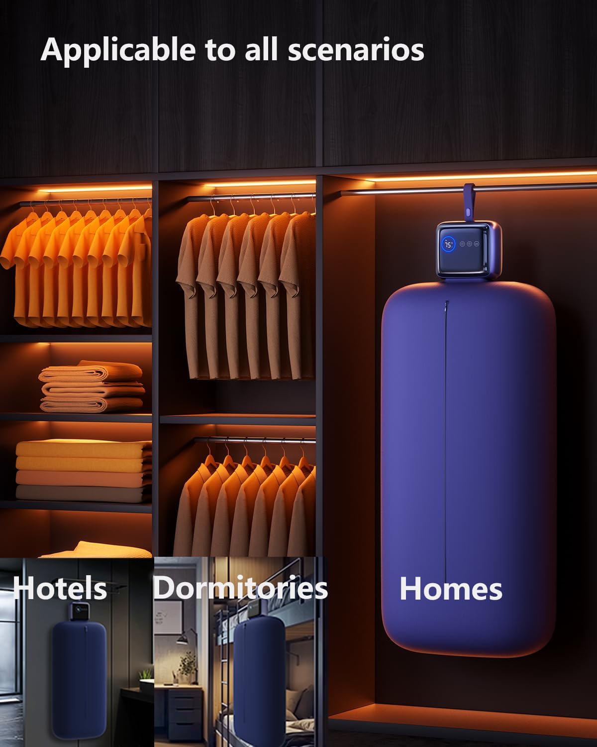 Nesugar Portable Clothes Dryer, Global Voltage Travel Dryer, 4 Modes Unique Design, 36dB Quiet Operation, Efficient Drying for Home, Apartments & Dorms