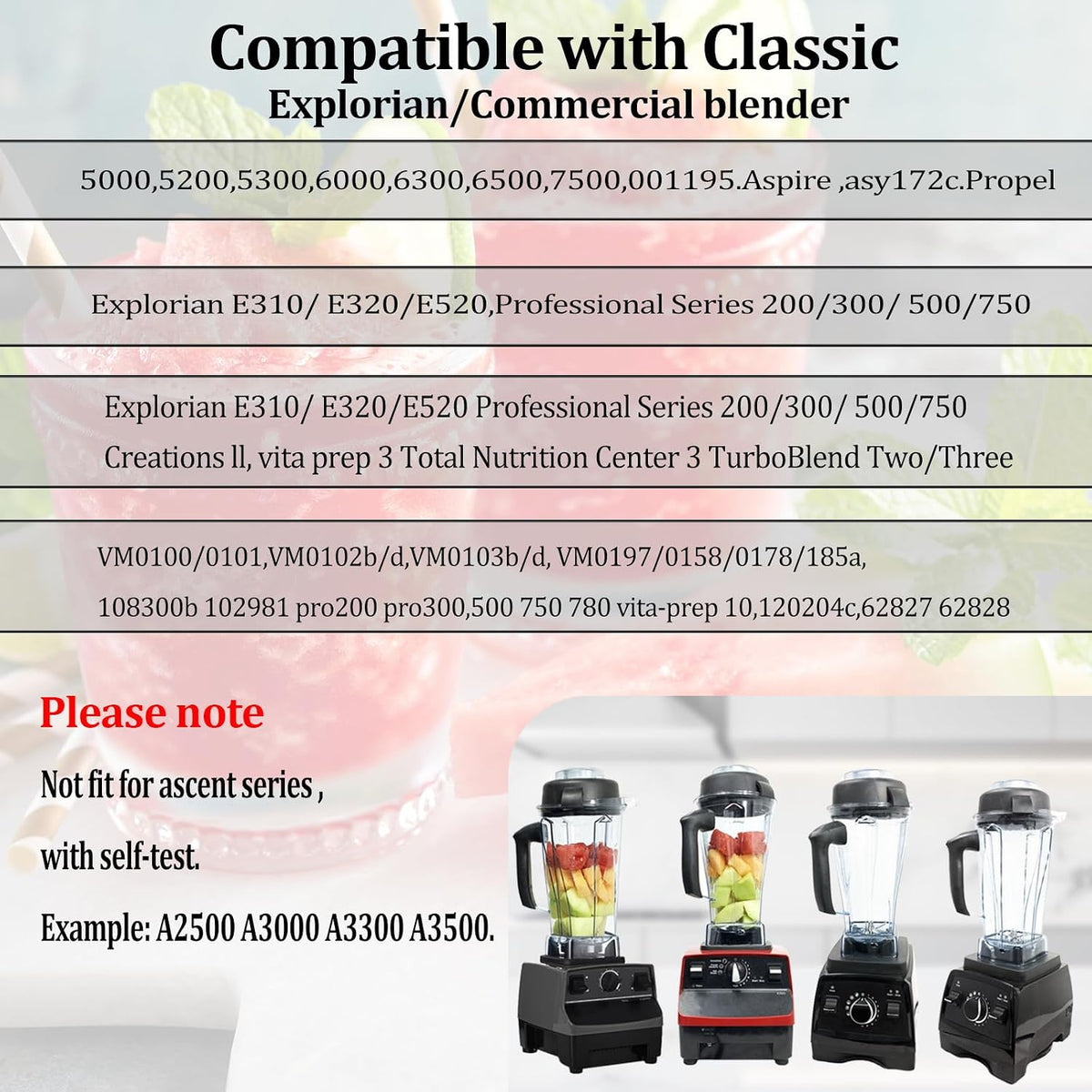 Cittiwo 64oz Tall Blender Pitcher for VM G/Classic/Explorian Replacement Container Compatible with 5200 5000 5300 6300 VM0101 VM0103 VM0197 Classic/Explorian/Commercial Series etc