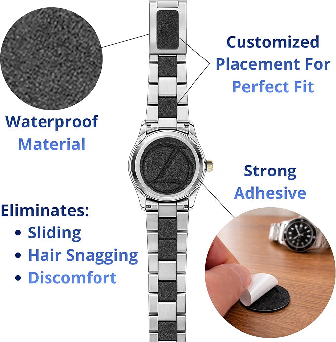 Linx Watch Accessories Watch Adjustment Cushions, Adhesive Leather Cushions for Watch Band Links, Clasp & Caseback, Custom Snug Fit for Metal Watch Bracelets