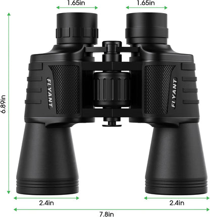 FLYANT 20x50 High Powered Binoculars for Adults, Waterproof Compact Binoculars with Low Light Vision, BAK4 Porro Prism & FMC Coated Lenses for Bird Watching, Camping, Hiking, Travel & Stargazing