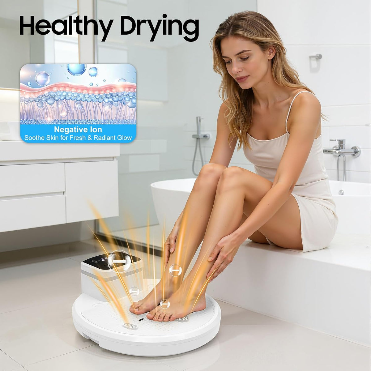 Full Body Dryer After Shower, 1400W Body Heater Blow Dryer 4-Speed Hands-Free Heater Blow Dryer Body Care Dryer with Non-Slip Platform Infrared Sensor for Adults Pregnant Women Bathroom Use