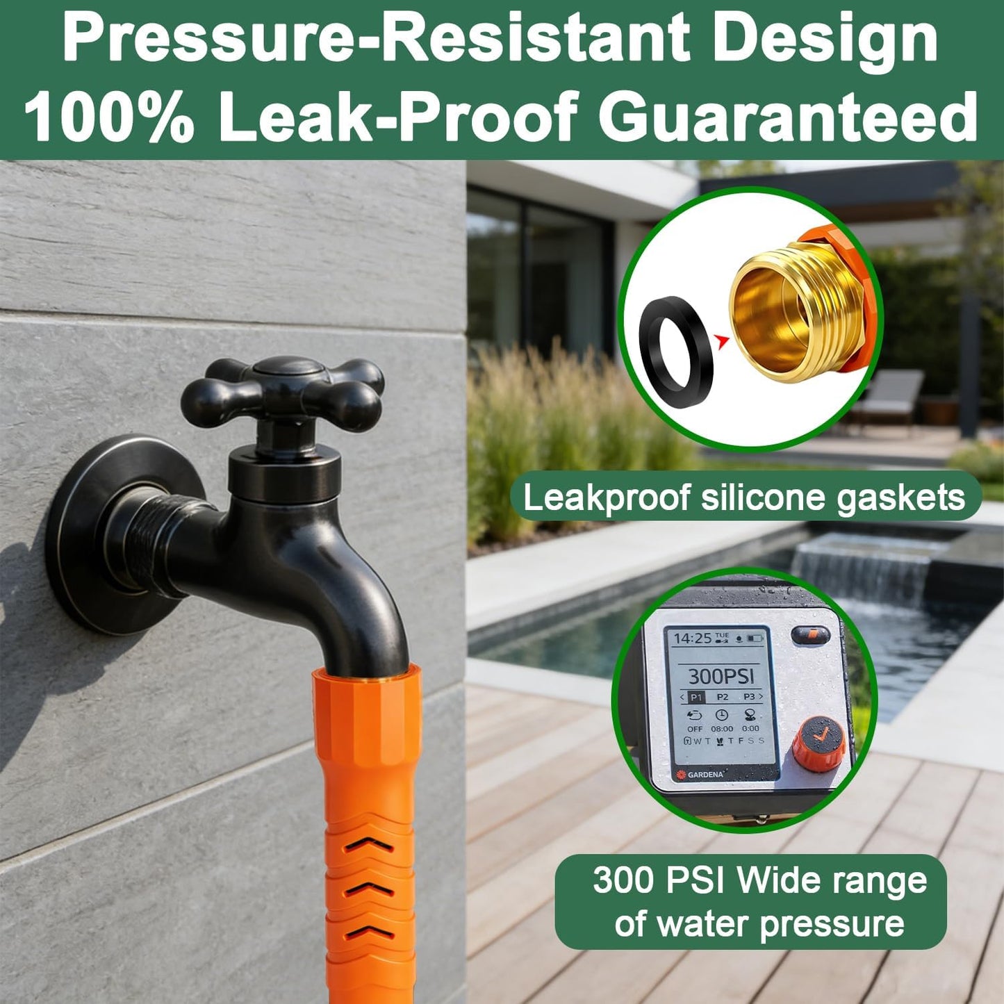 Garden Hose, 100Ft Ultra Flexible Water Hose, with 10 Function Sprayer,Ultra-Lightweight,Leak-Proof,Non-Slip Swivel Handles, Non-Expand,Non-Kink Hoses for Yard, Lawn,Outdoor (OrangeBlack,100Ft)
