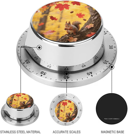 WSOIHFEC Maple Leaf Fall Digital Kitchen Timer, Magnetic Countdown & Count Up Timer with Loud 90dB Alarm, Stainless Steel, Orange