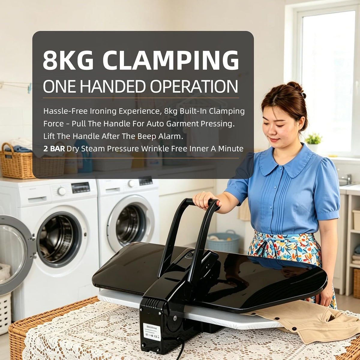 Chunchun 40-Inch Steam Press | 2200W Extra-Large Clothes Iron Press with 1000ML Water Tank, 5 Fabric Settings & Auto Shut-Off
