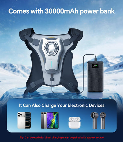 THEKUKU Cooling Vest with 30000mAh Power Bank, Portable Cooling Jacket for Men Women, Wearable Fan for Construction, Cosplay, Fishing and Outdoor Work-Black