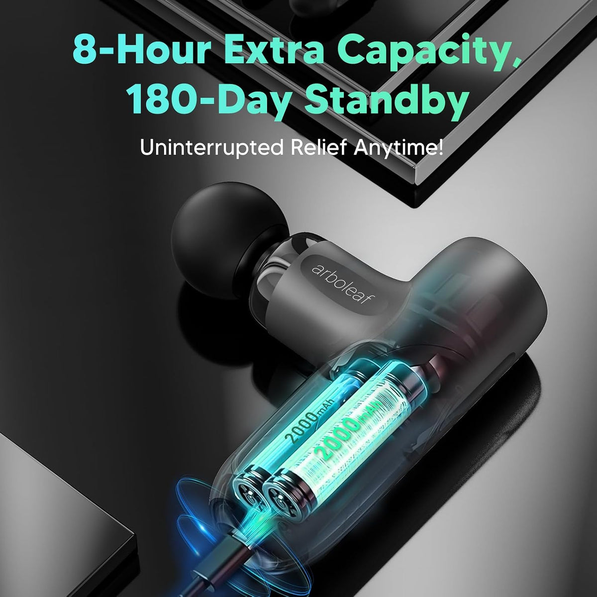 arboleaf Mini Massage Gun, 8mm Deep Tissue Percussion Massager, 5 Speeds, 4 Massage Heads, Rechargeable Portable Muscle Massager