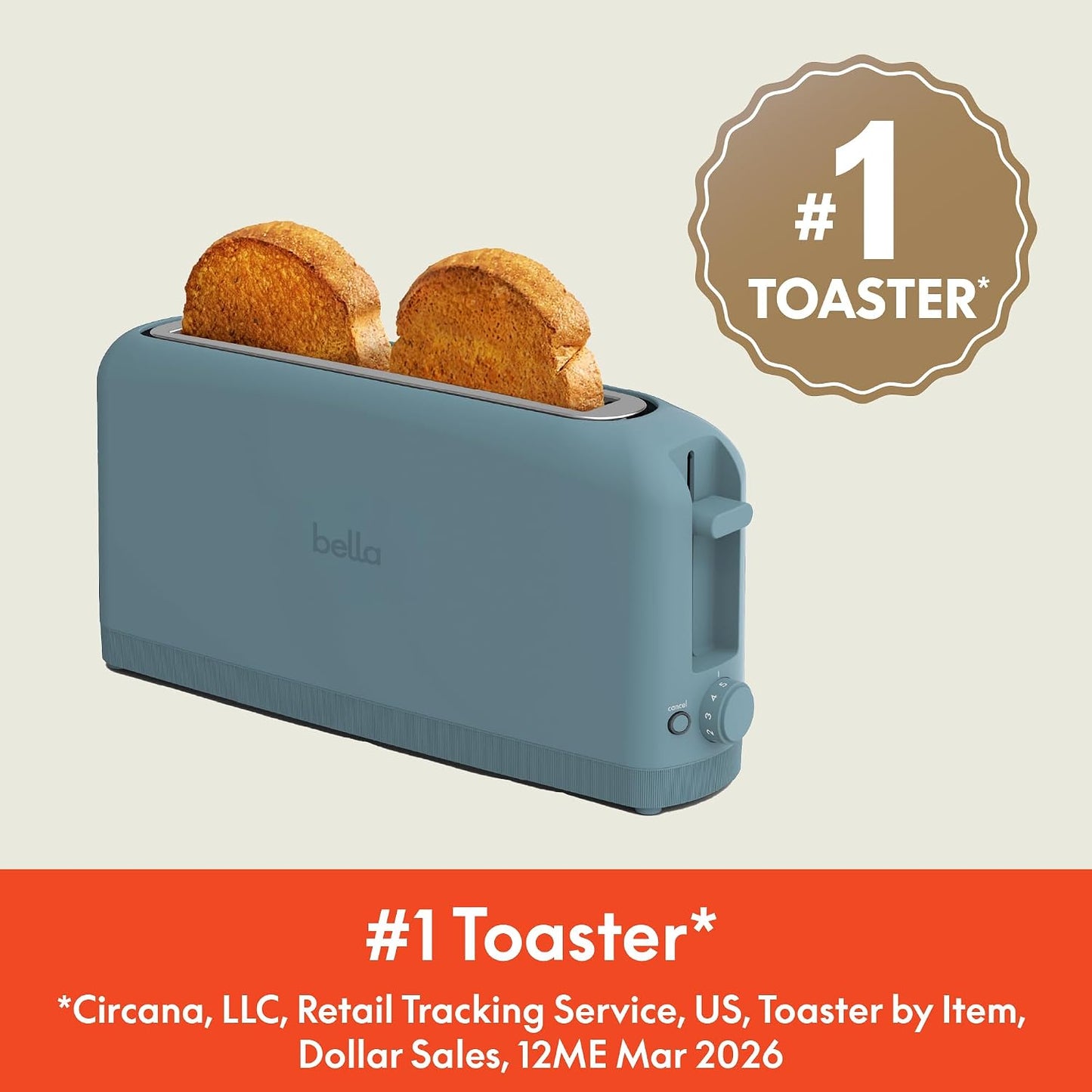BELLA 2-Slice Slim Toaster Long Slot Extra Wide, Surf