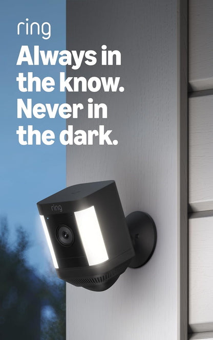 Ring Spotlight Cam Plus, Battery, Home or Business Security with HD video, Two-Way Talk, Color Night Vision, and Security Siren, Black