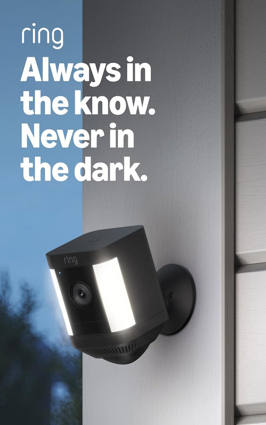 Ring Spotlight Cam Plus, Battery, Home or Business Security with HD video, Two-Way Talk, Color Night Vision, and Security Siren, Black