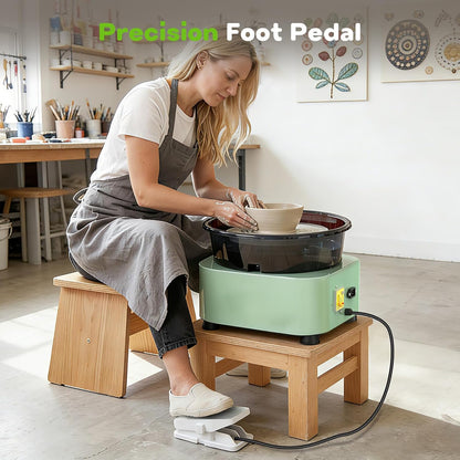 Alldeer 11 inch Pottery Wheel for Adults, Professional Pottery Kit 350W Electric Clay Wheel with Detachable Basin, 300RPM Foot Pedal Control, 19PCS Pottey Tools, for Beginners Starters