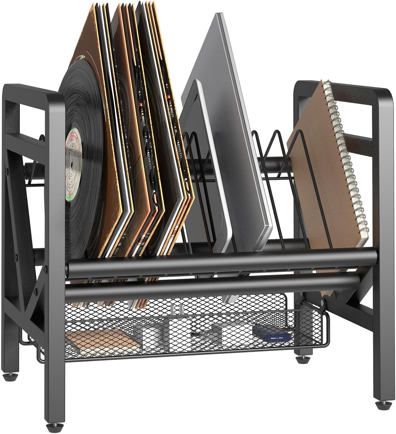 Vertical Laptop Stand, Laptop Storage Rack 12-Device Open Charging Station for Chromebooks/Tablets, File Folder Organizer, Desk Organizer