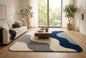 Hand Tufted Wool Area Rug 5x8 Ft Rectangular, Modern Abstract Wave Design Carpet, Navy Blue Grey & Ivory Contemporary Handmade Floor Rug for Living Room & Office
