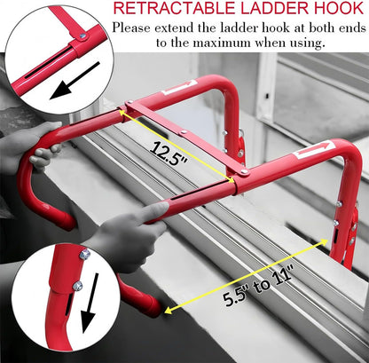 Hausse Retractable 2-Story Fire Escape Ladder | 13-Foot Aluminum Emergency Window Ladder, 12-Step Slip-Resistant Rungs, 1000 lb Capacity