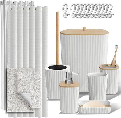 Clara Clark Black Bathroom Set, Shower Curtain Set, Bathroom Accessory Set
