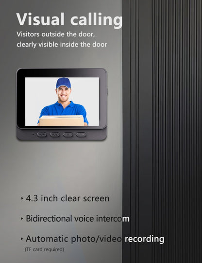 HyperionFlo Essentials Smart Video Doorbell with 4.3-Inch 1080P HD Monitor, Night Vision, 170° Wide-Angle Camera & 2-Way Audio