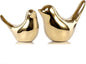 FANTESTICRYAN Small Gold Bird Statues Home Decor, Modern Ceramic Decorative Figurines, Medium & Large Pair Birds