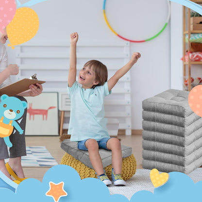 Juexica 8 Pack Floor Cushions for Kid 3.5",Grey,Square Extra Thick Floor Pillows, Flexible Seating Cushion, Flexible Seating Classroom Furniture, Meditation Cushion for Home Office