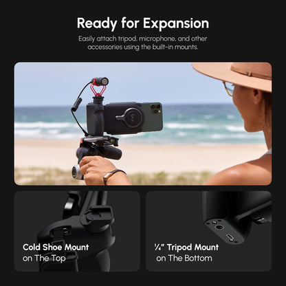 ShiftCam ProGrip Mobile Battery Grip for Smartphones, Qi Charging DSLR-Style Ergonomic Grip, Wireless Shutter, 15W Qi Charging, Rotating Phone Mount, Cold Shoe & 1/4" Tripod Mount