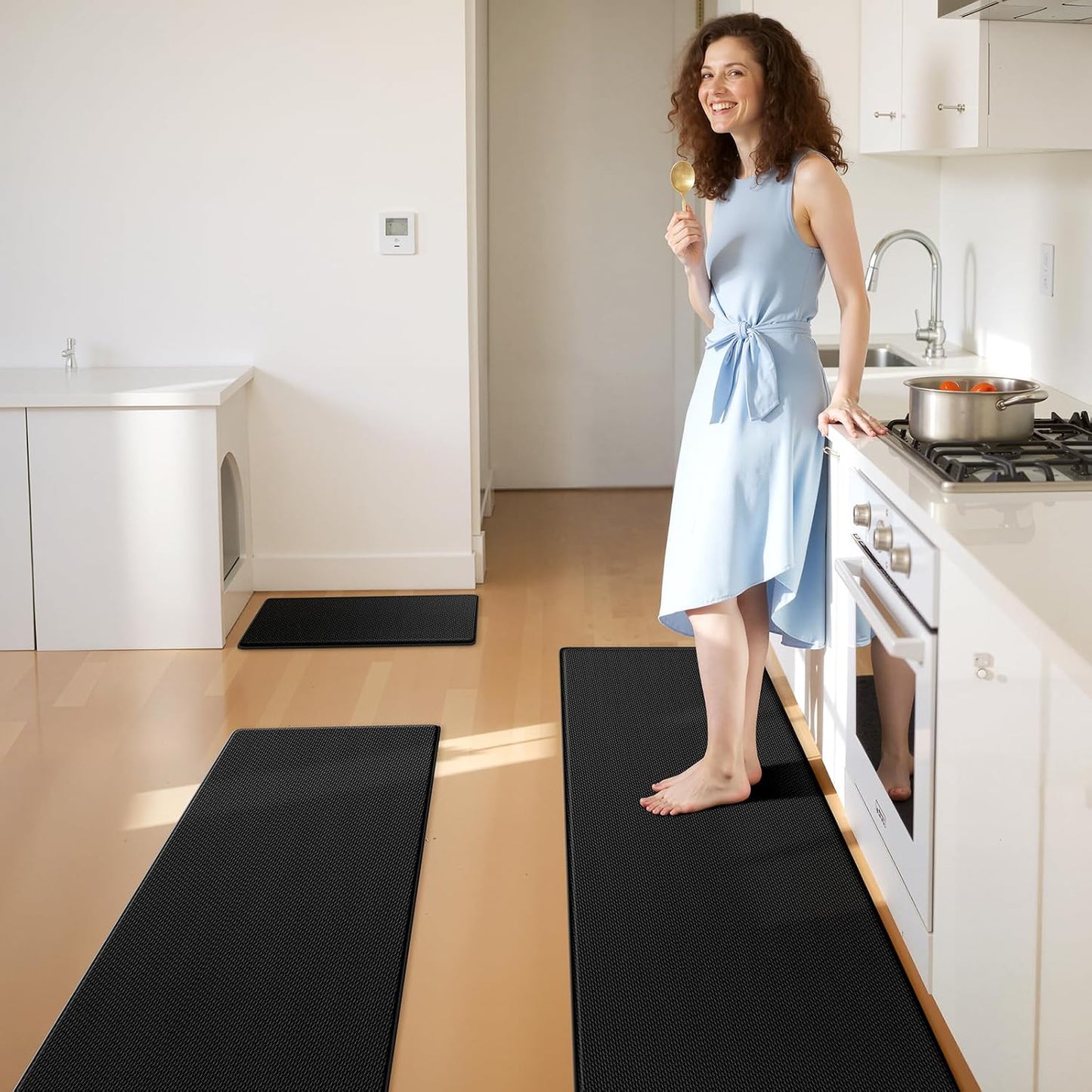 Kitchen Mats for Floor, 3-Piece Cushioned Soft Kitchen Rugs, Non-Slip Waterproof Floor Mats