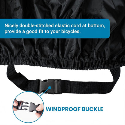 Favoto Bike Cover Waterproof Outdoor for 1 or 2 Bikes, 300D Oxford Bicycle Cover with UV Protection, Windproof Buckle & Lock Holes, Black