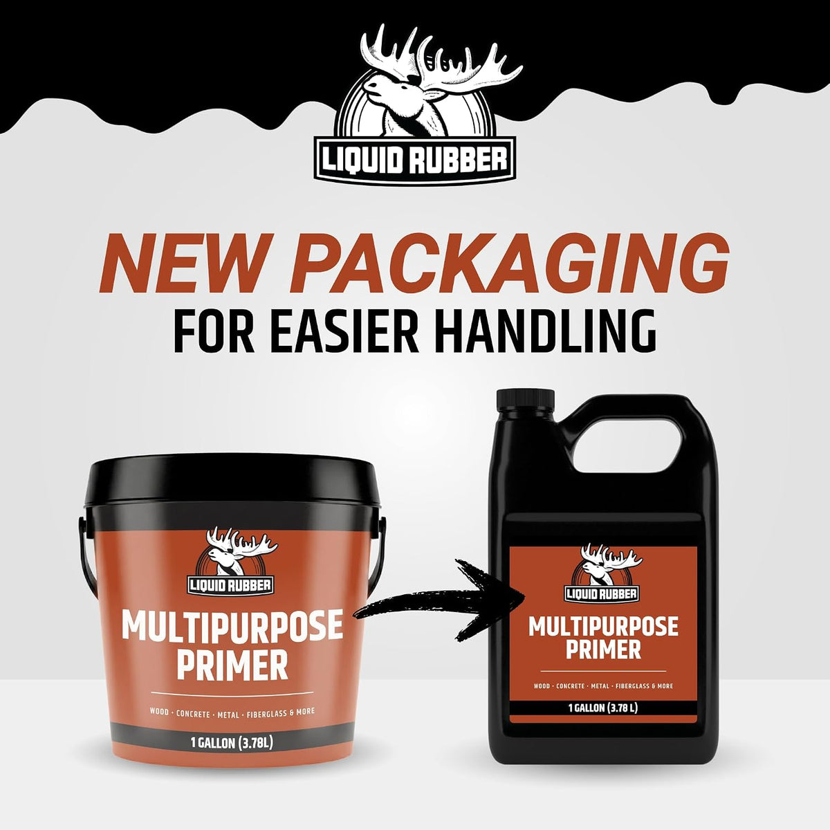 Liquid Rubber Multipurpose Primer for Concrete, Wood, Metal, 1 Gallon Easy to Apply. Bonds to fiberglass, PVC, boosts coating adhesion, dries fast and clear. Non-Toxic & Water-based