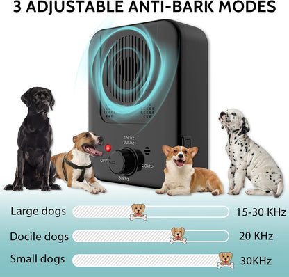 HyperionFlo Essentials Automatic Ultrasonic Dog Bark Deterrent, Rechargeable Bark Control Device with 3 Ultrasonic Frequencies, Indoor & Outdoor Use, IPX4 Waterproof