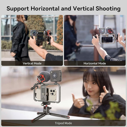 SmallRig Universal Phone Video Rig Kit for iPhone for Huawei -3384D All-in-One Vlogging Rig Kit: Tripod, Microphone, LED Light, Side Handle & Power Bank Holder, for Vlogging & Live Streaming