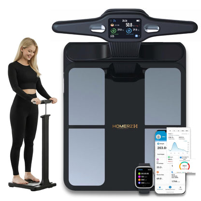 Homerz Smart Scale – Bend-Free Smart Scale with BMI, Body Fat, Muscle Mass, Full Body Composition Scale with Digital Weight Tracking, Body Scan Scale with Handle, Body Fat Scanner