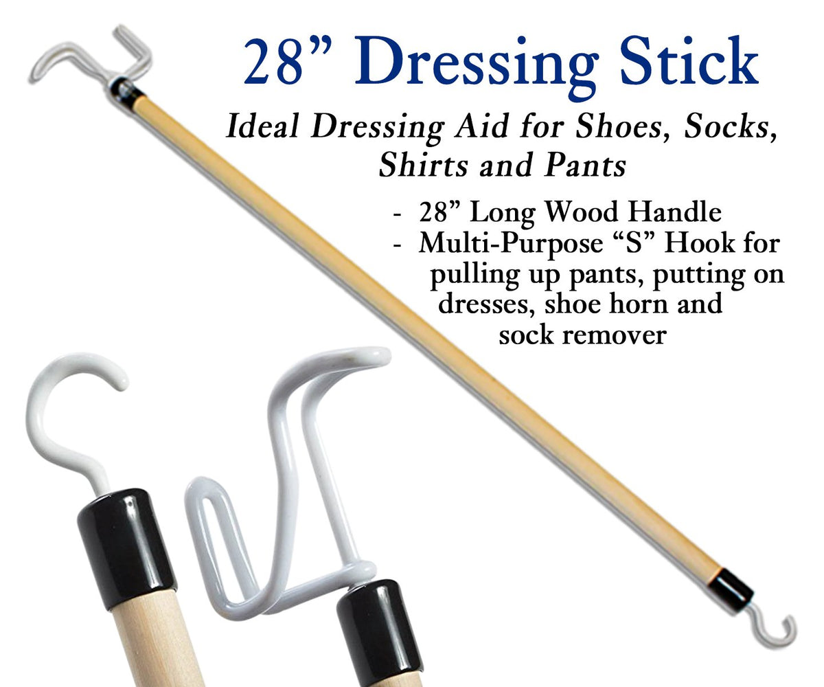 RMS Premium 7-Piece Hip & Knee Kit with Short & Long Reacher Grabbers 19” & 32” Reachers, Leg Lifter, Sock Aid, Dressing Stick, Bath Sponge & Shoe Horn – Long Term Orthopedic Aids