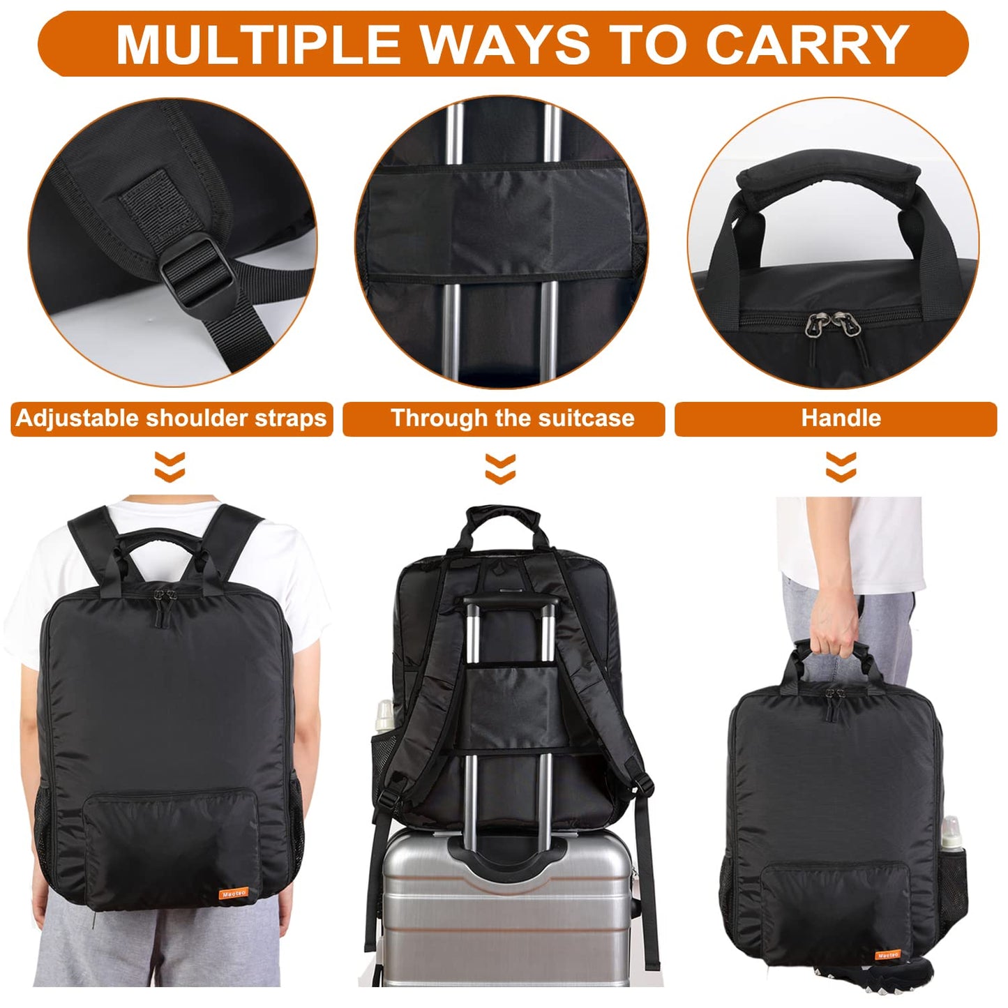 Mactso Stroller Travel Bag Compatible with GB Pockit and GB Pockit Plus All-Terrain, Lightweight Stroller Travel Backpack for Airplane, Water-Resistant Nylon, Black, Medium