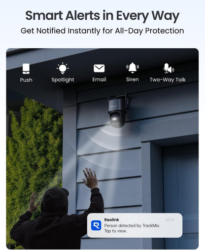REOLINK TrackMix 4K Dual-Lens PTZ Solar Security Cameras Wireless Outdoor Auto Tracking, Color Night Vision, 360° Pan Tilt, 8X Hybrid Zoom, Smart AI Detection, No Subscriptions, Home Hub Compatible