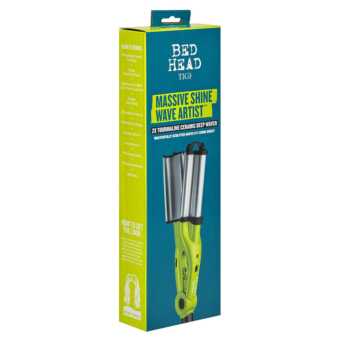 Bed Head Wave Artist Deep Waver | Combat Frizz, Get Long Lasting Results, & Add Massive Shine for Beachy Waves | With Tourmaline Ceramic Technology (Green)