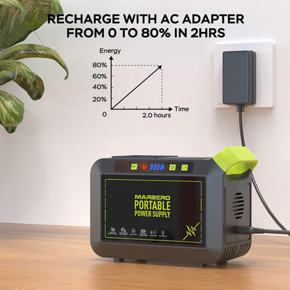 MARBERO Portable Power Station 88Wh, 120W Surge, 24,000mAh Power Bank with 110V AC Outlet, 8 Output Ports for Camping, Home Backup, Outdoor Emergency, Hunting & Fishing