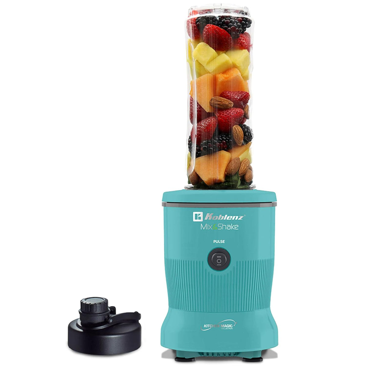Koblenz MSKM-600 V Mix&Shake Personal Blender, Shakes 600W Portable Blender for Smoothies and Shakes, Pulse, BPA-Free To-Go Cup, Sealable Lid, Metal Coupling, Green, MSKM-600 V