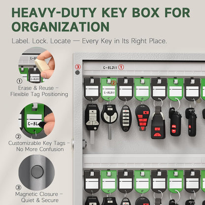 WeHere 32-Key Smart Key Lock Box | Bluetooth Keypad, App Control, One-Time Password & Wall-Mounted Key Cabinet