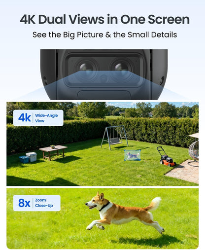 REOLINK TrackMix 4K Dual-Lens PTZ Solar Security Cameras Wireless Outdoor Auto Tracking, Color Night Vision, 360° Pan Tilt, 8X Hybrid Zoom, Smart AI Detection, No Subscriptions, Home Hub Compatible