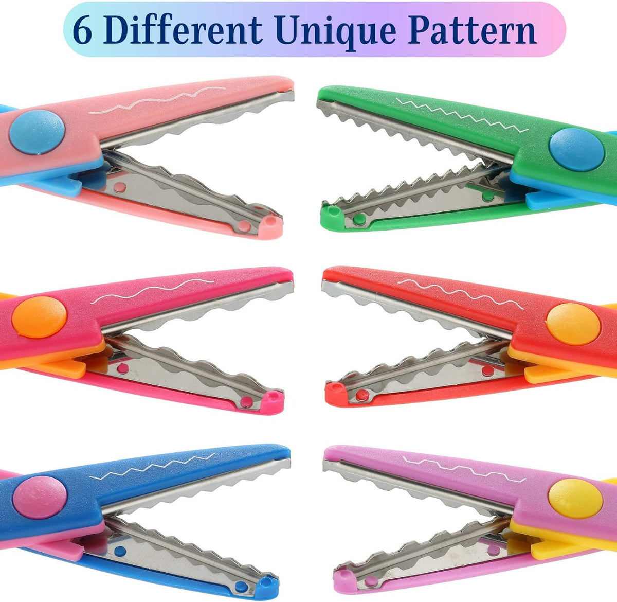 Mr. Pen Craft Scissors Decorative Edge, 6-Pack, Bright Zig Zag & Pattern Scissors for Crafting, Scrapbooking & School Projects