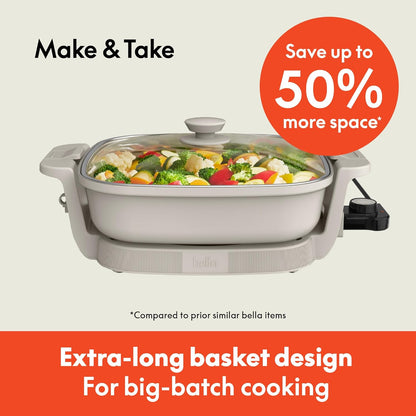bella Fits-Anywhere SAUTE Make & Take Skillet, Non-Toxic, Ceramic, Oatmilk