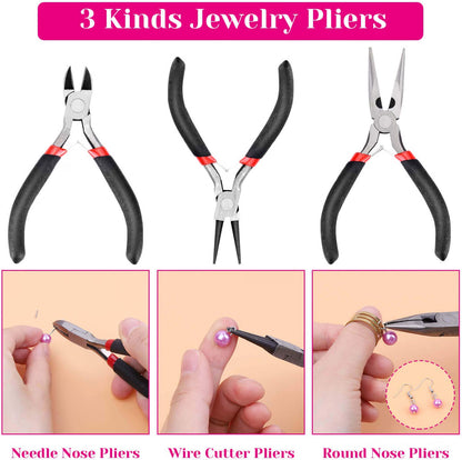 shynek 1857-Piece Jewelry Making Supplies Kit for Adults, Jewelry Making Tools with Pliers, Earring Hooks, Wires, Chains, Findings & Helping Hands for Crafts, Repair & DIY Projects
