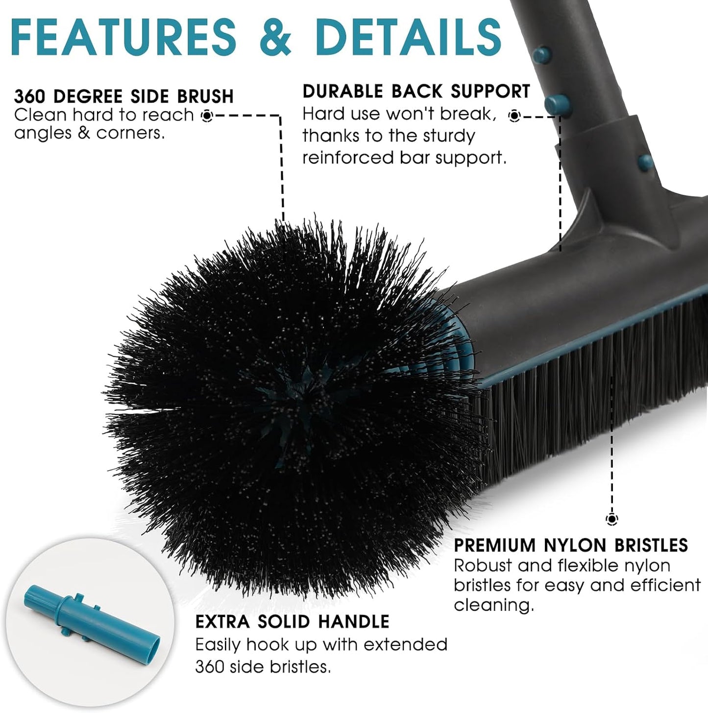 HyperionFlo Essentials 20-Inch 2-in-1 Pool Brush Head