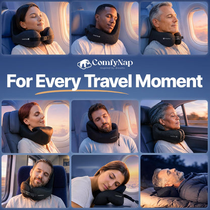 Versatile Travel Neck Pillow for Airplane [Patented], 9 Positions in 3 Techniques, Plane Pillow with Pure Memory Foam, Travel Pillow with HeadRest Flight Sleep, Travel Essential - Mercury