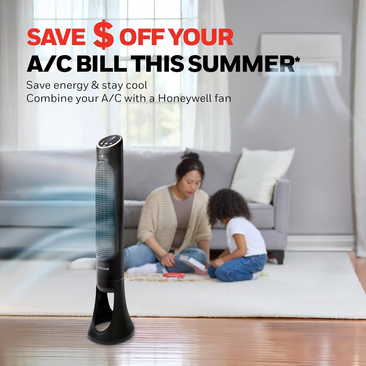 Honeywell QuietSet Whole Room Tower Fan, Oscillating Tower Fan with Remote, Black, HYF290B